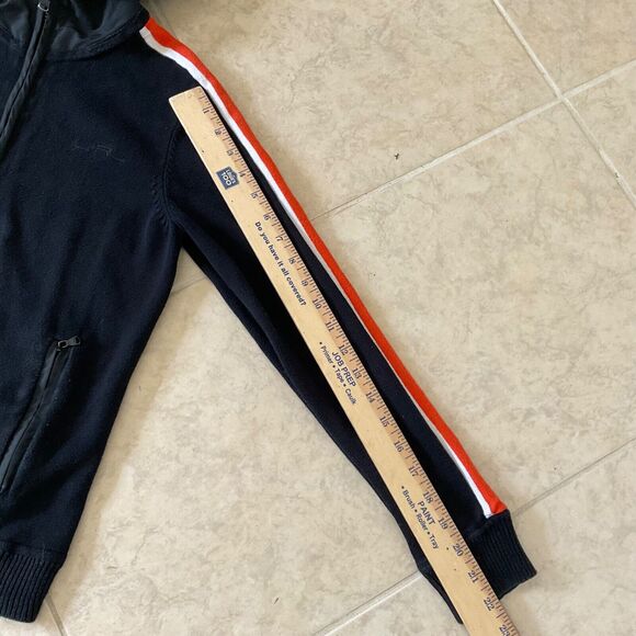 Lauren Ralph Lauren Sweater Jacket women’s M Hooded Full-zip Black w Orange trim - Picture 10 of 13